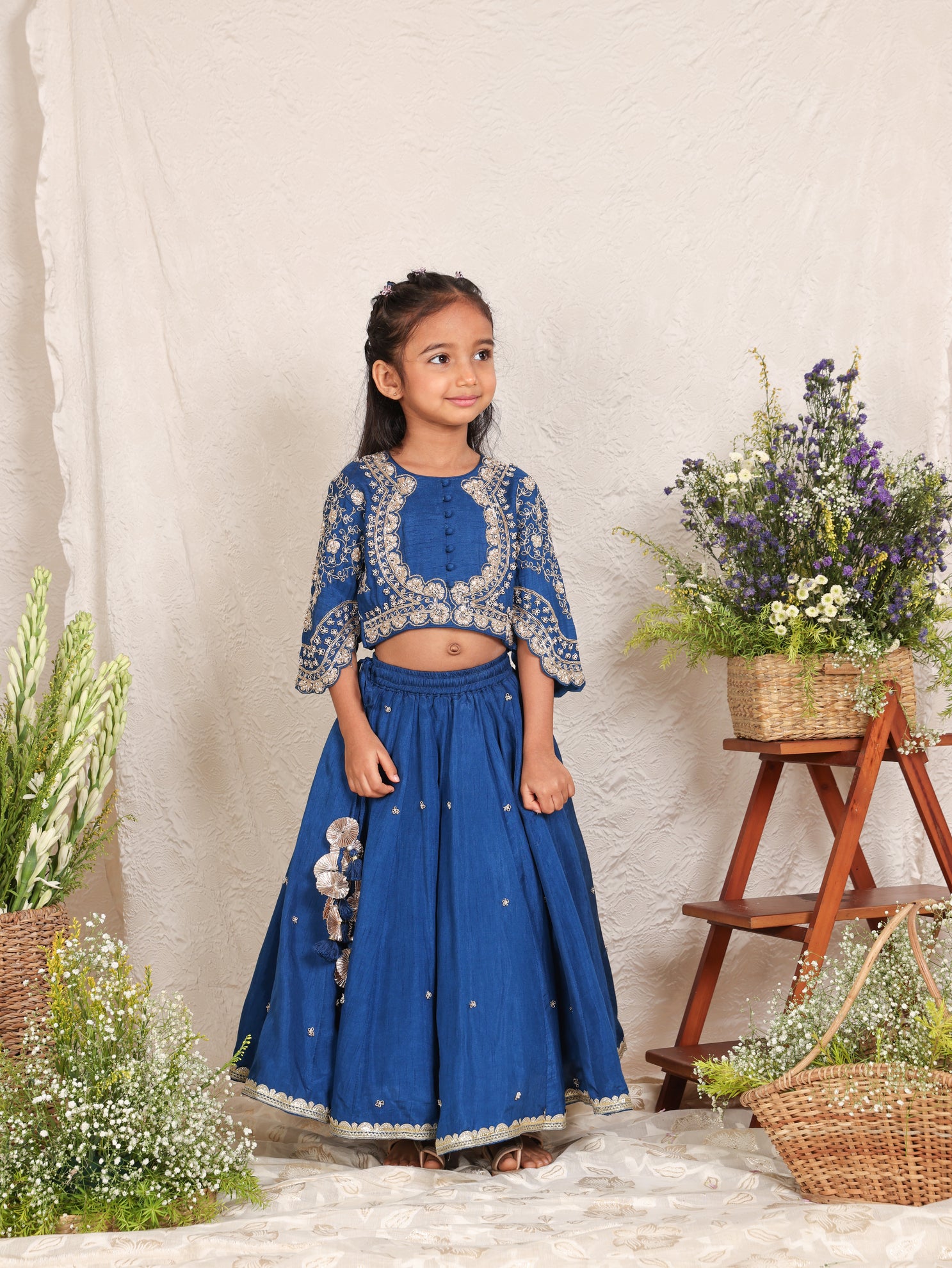 Heavy Embroidered Royal Blue Ghagara And Blouse