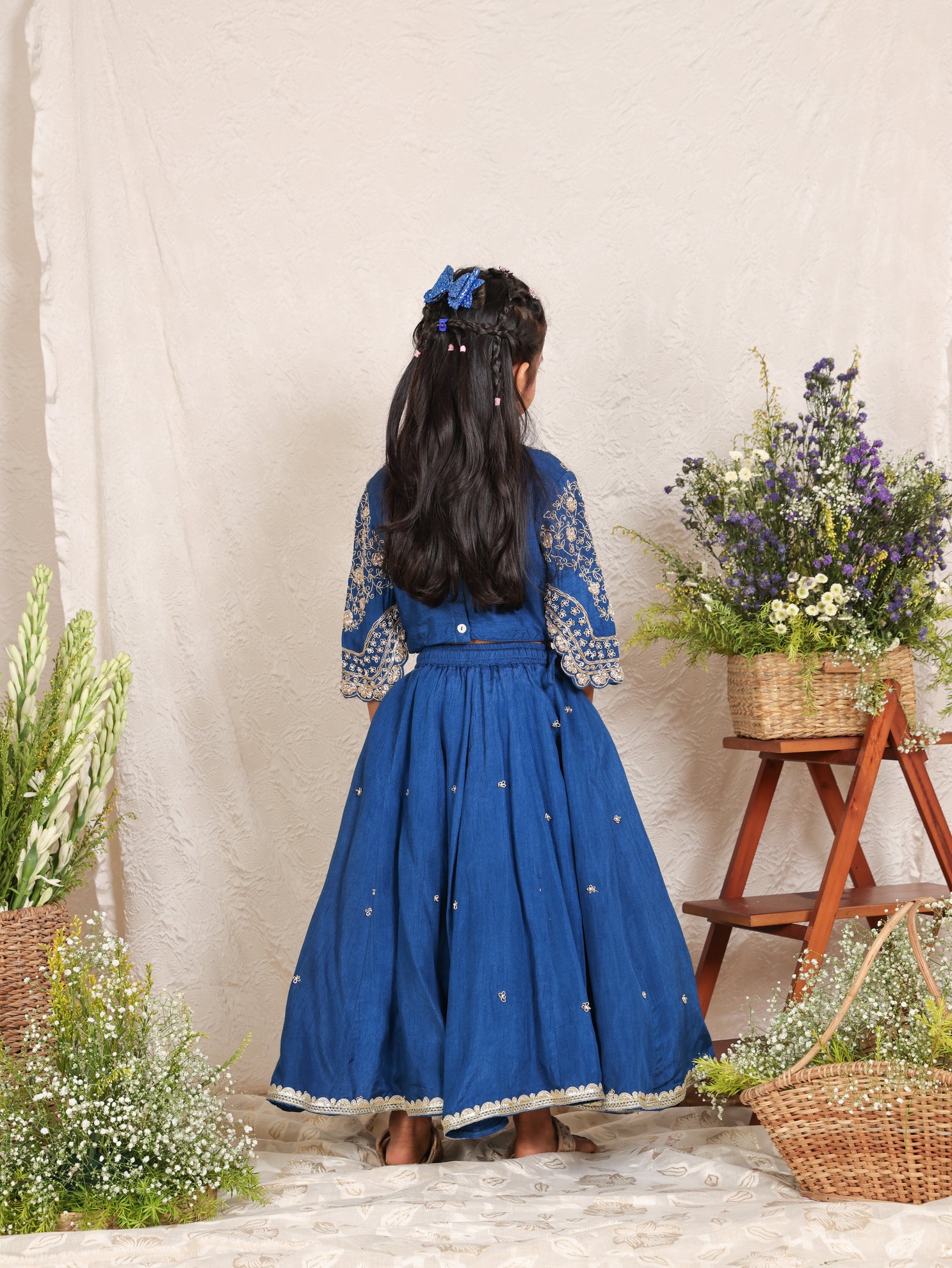 Heavy Embroidered Royal Blue Ghagara And Blouse