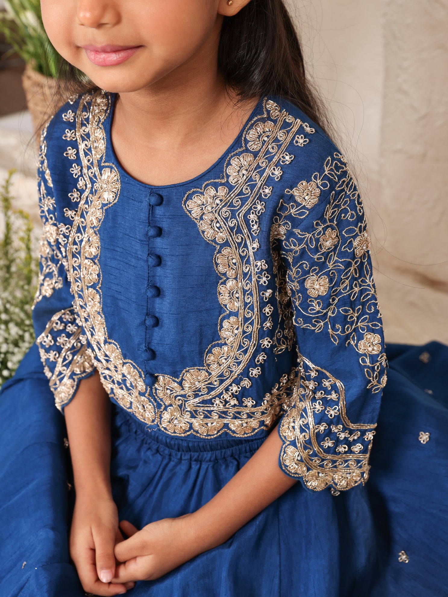 Heavy Embroidered Royal Blue Ghagara And Blouse