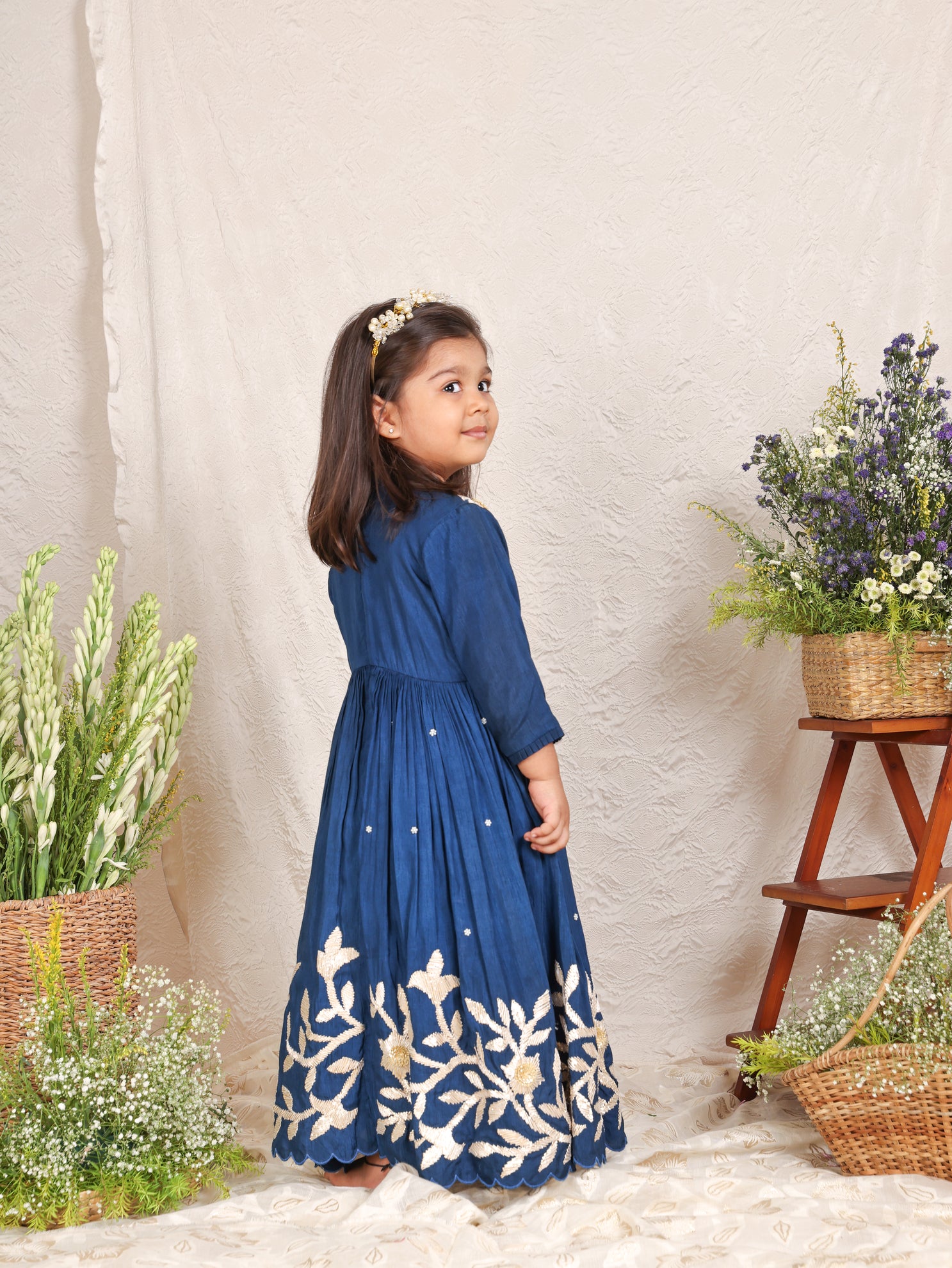 Blue Gota Embroidery Anarkali Dress
