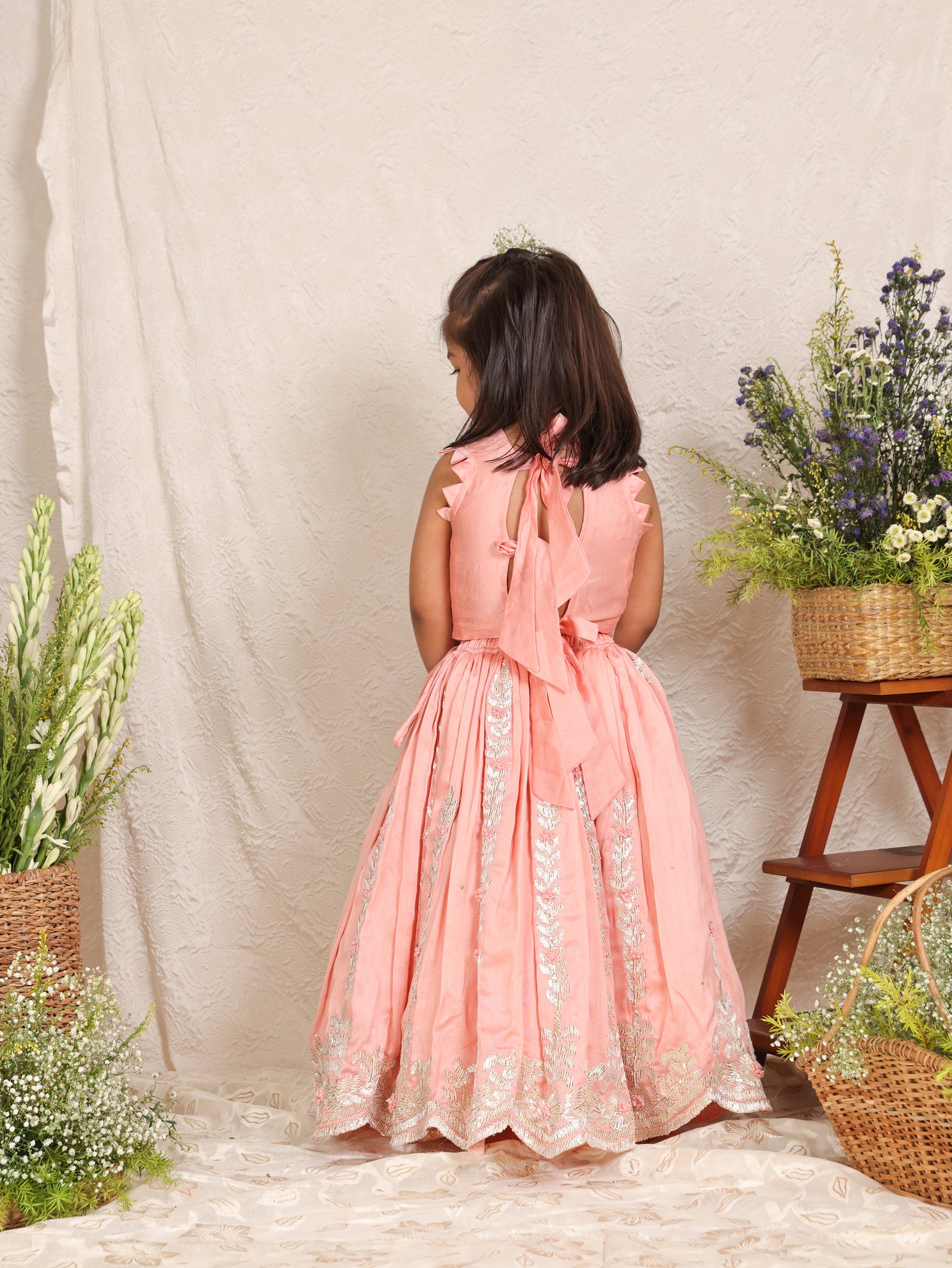 Pink Gota Embroidered Ghagara Blouse