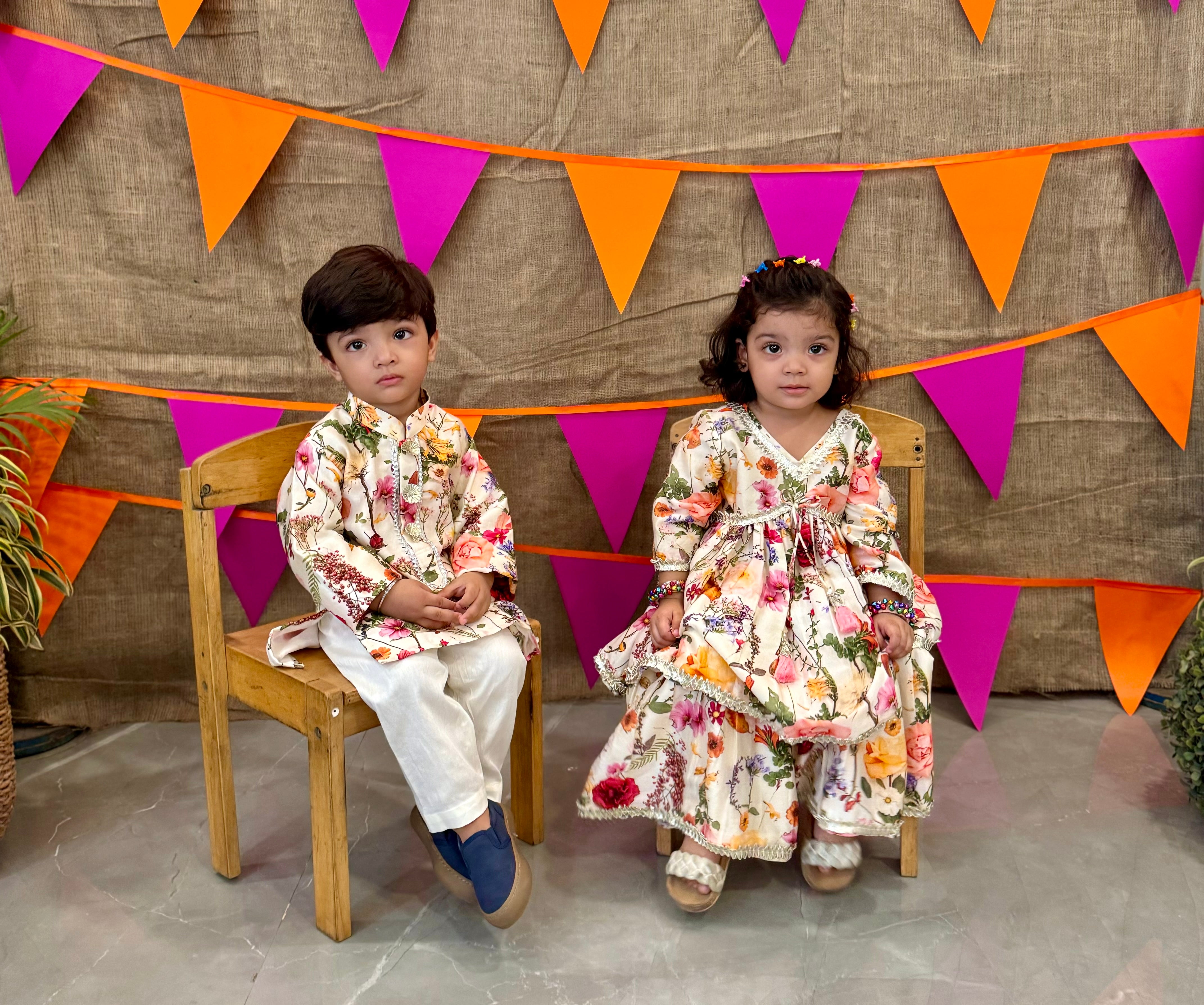 Beautiful Floral Spring Print Kurta Pyjama