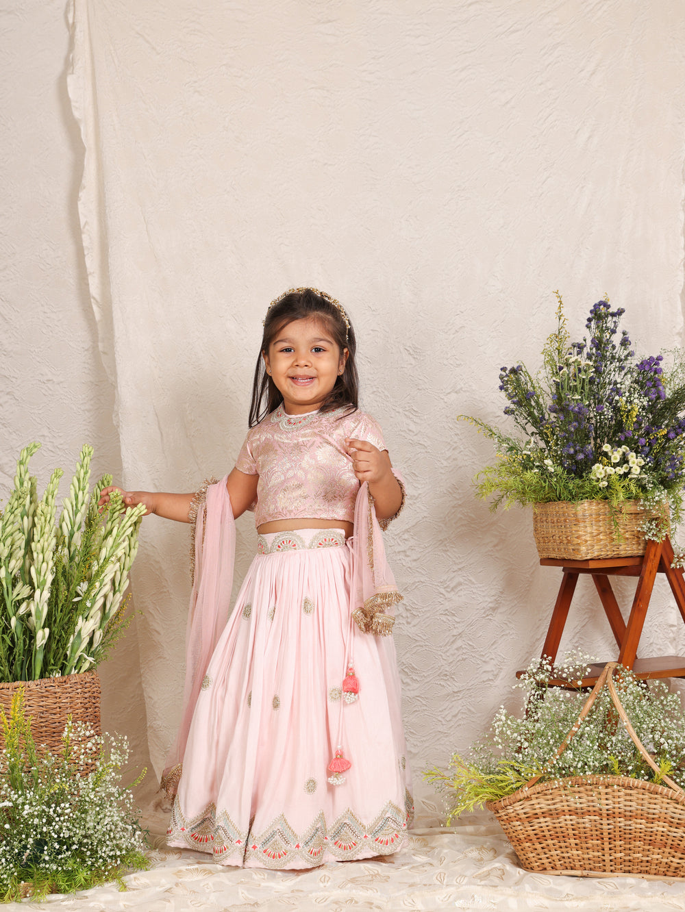 Pink Brocade Ghaghra Set