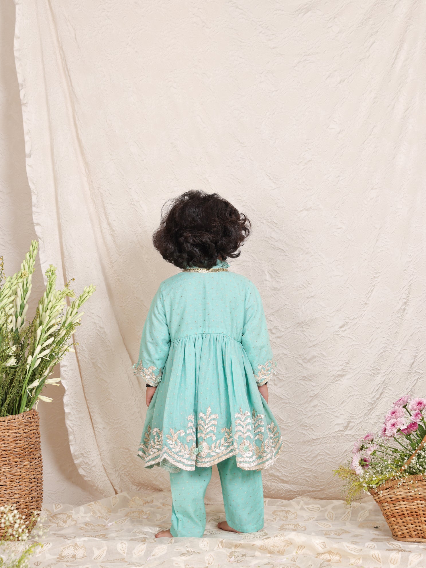 Gota Leaf Embroidered Blue Colour Angrakha With Pant