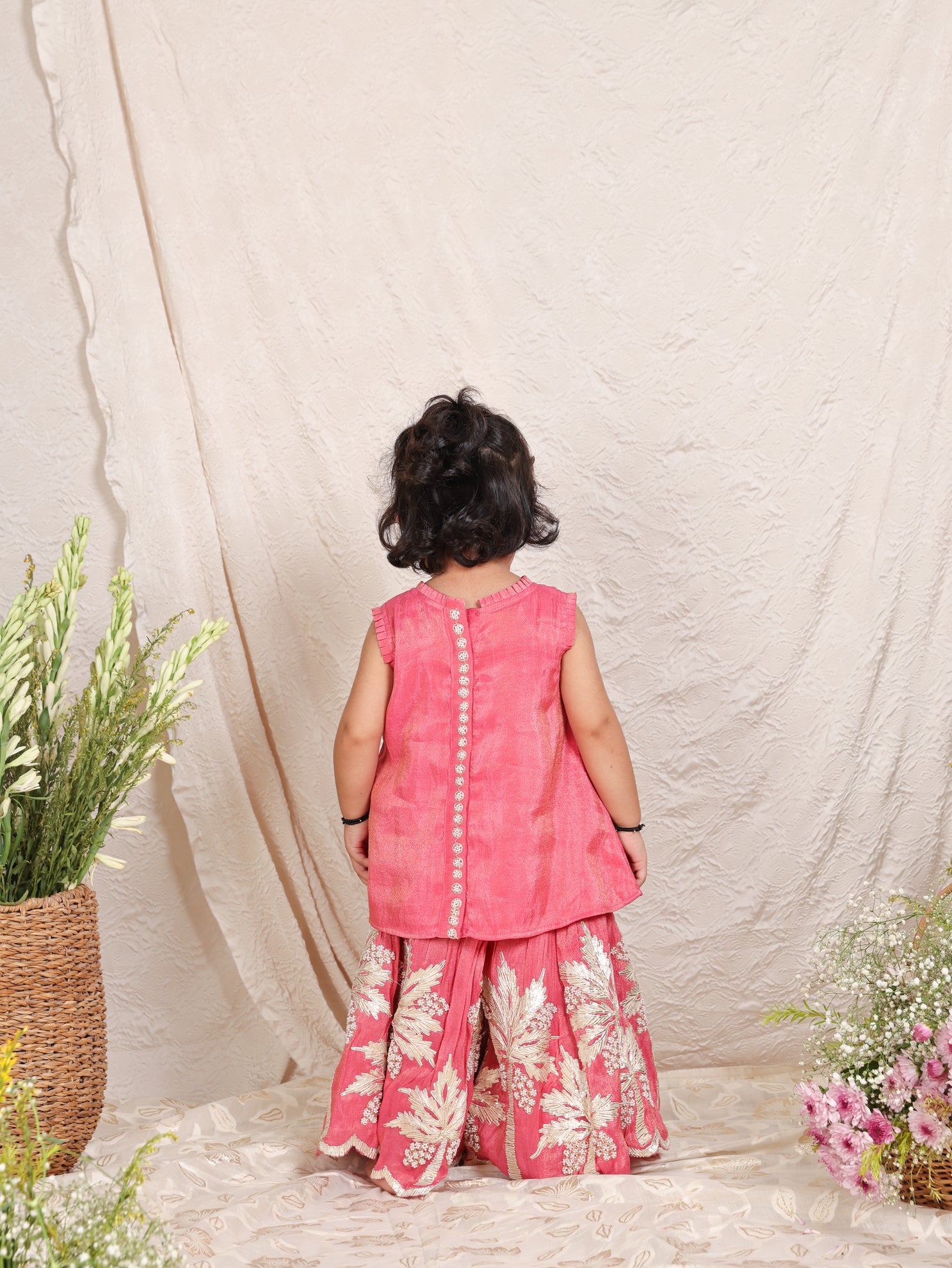 Stunning Gota Work Pink Top And Palazzo