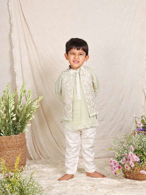Green Nehru Jacket Set