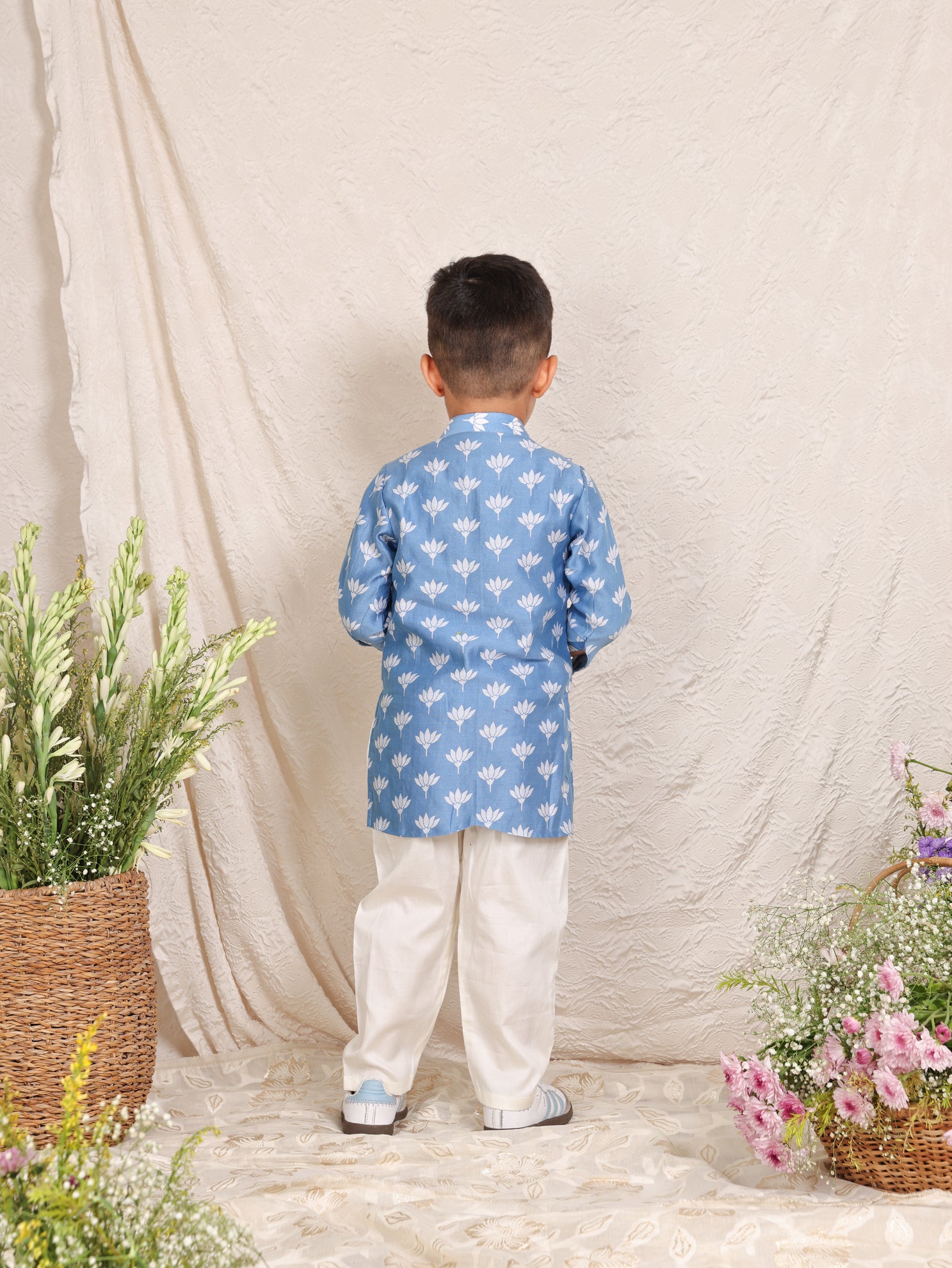 Blue Lotus Side Button Kurta And Pajama