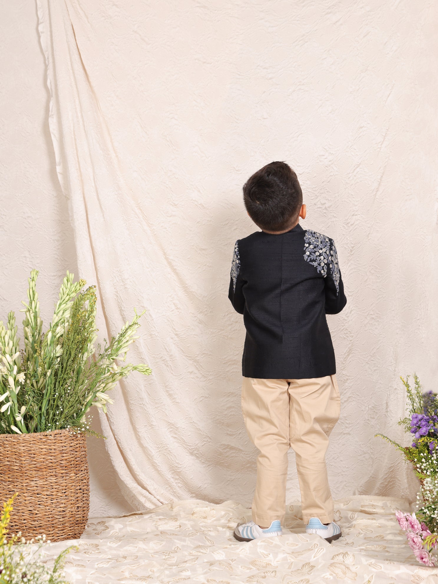 Thread and Zari Embroidered Black Sherwani with Jodhpuri Pants