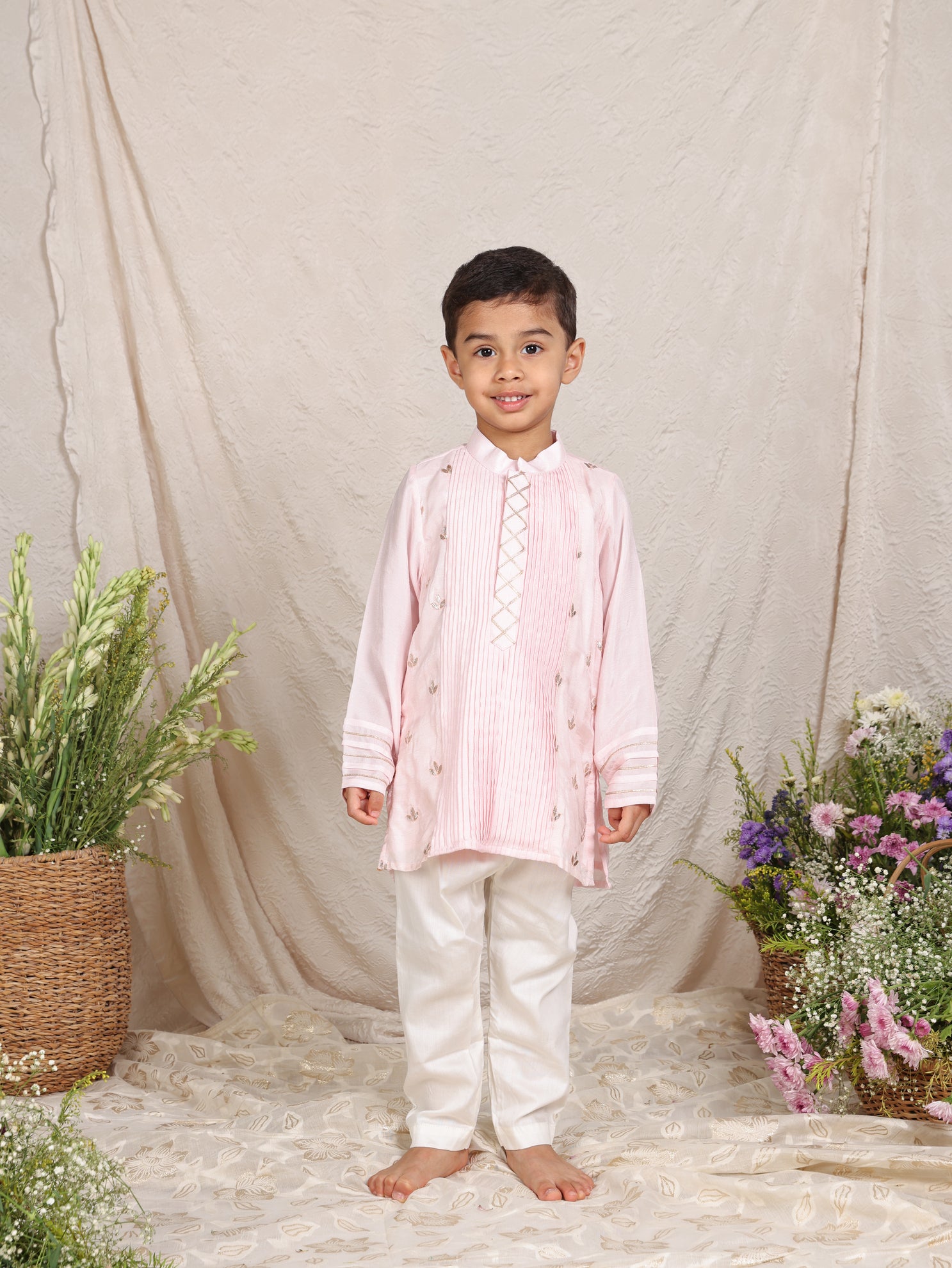 Pink Pintuck Kurta Pajama Set