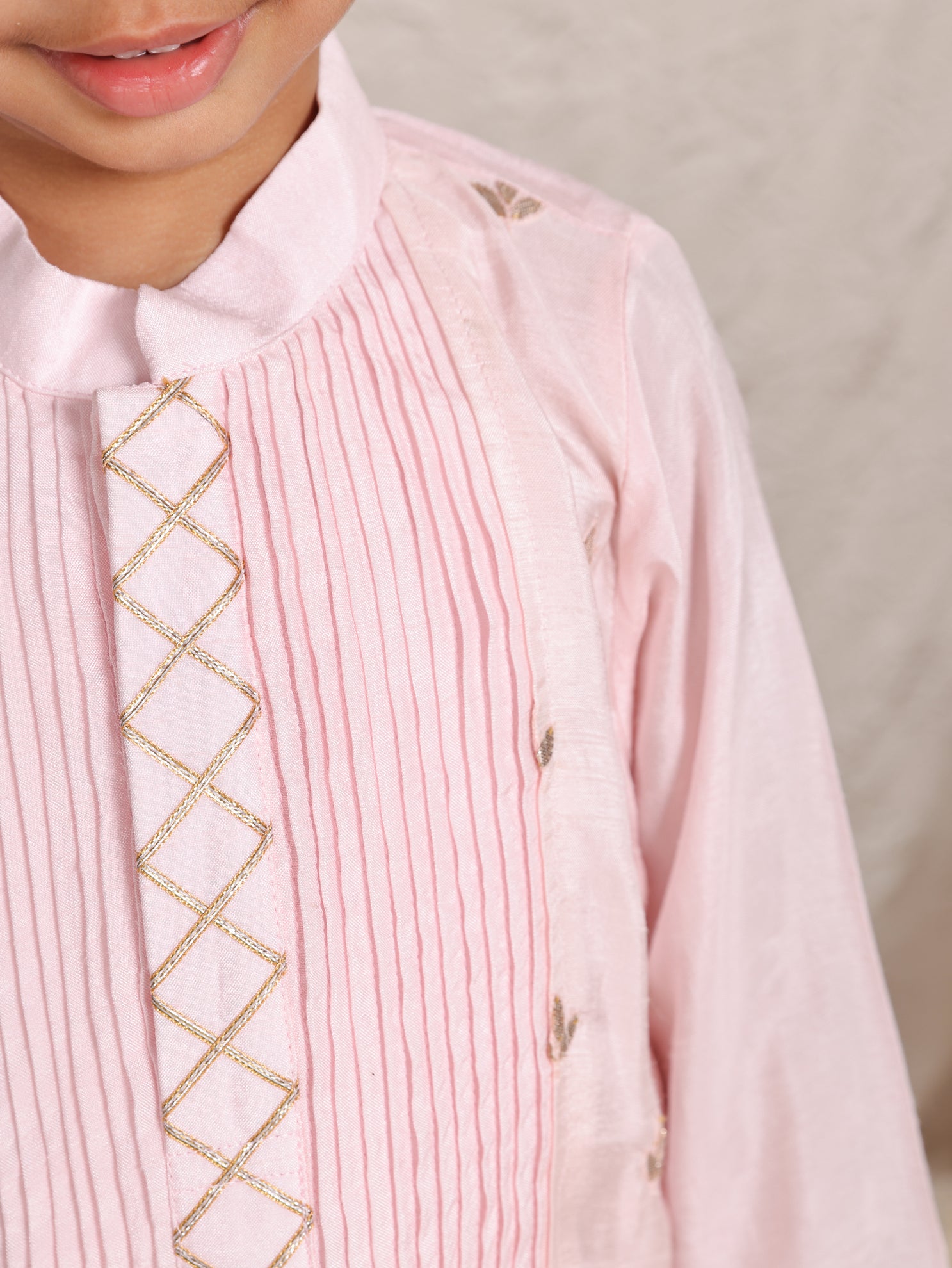 Pink Pintuck Kurta Pajama Set