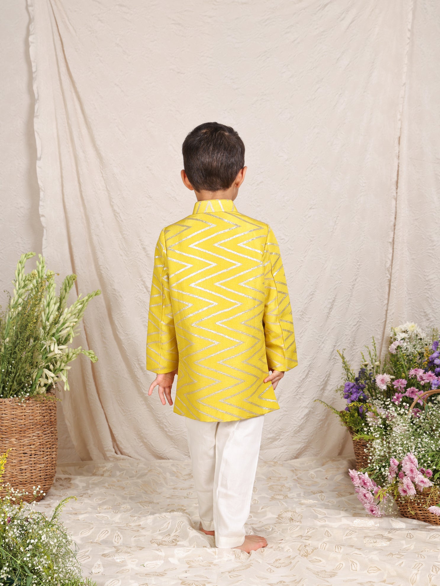 Lime Green Savron Sherwani Set