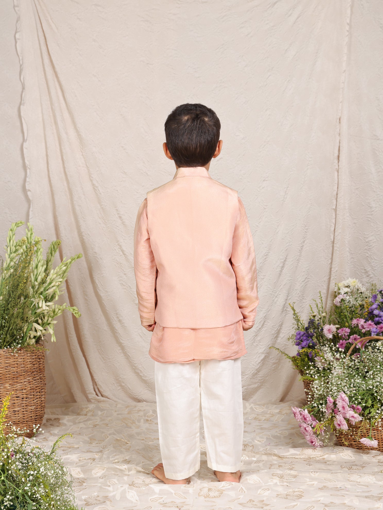 Pink Faux Mirror Nehru Jacket Set