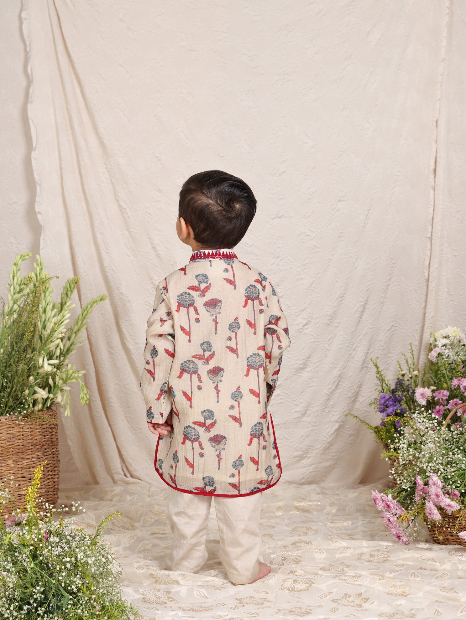 Floral Printed Chanderi Kurta and Pant