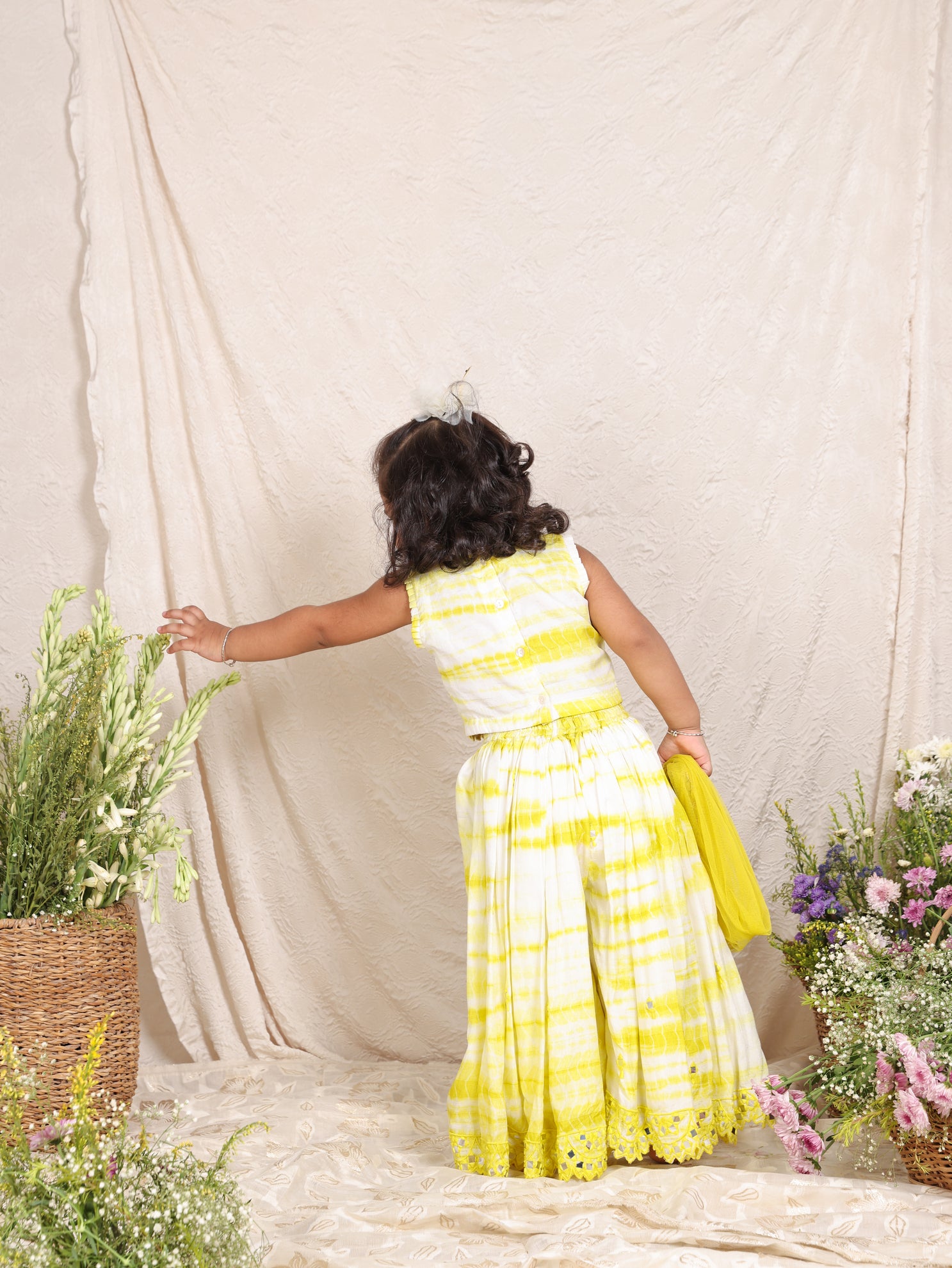 Mirror Worked Shiboree Top and  Flare Pant With Dupatta