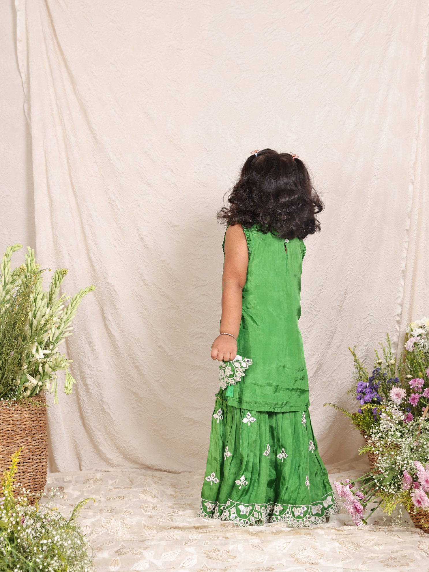 Green Mirror Kurta And Sharara