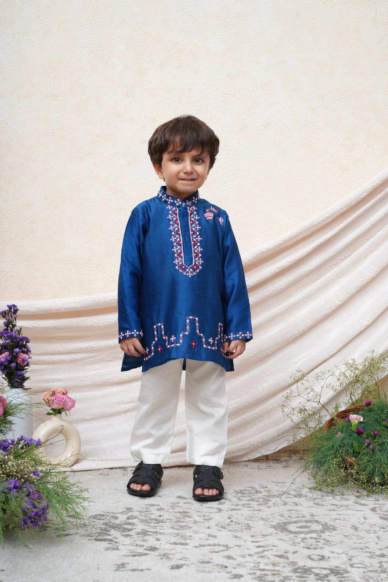 Royal Blue Thread Work Kurta and Pant