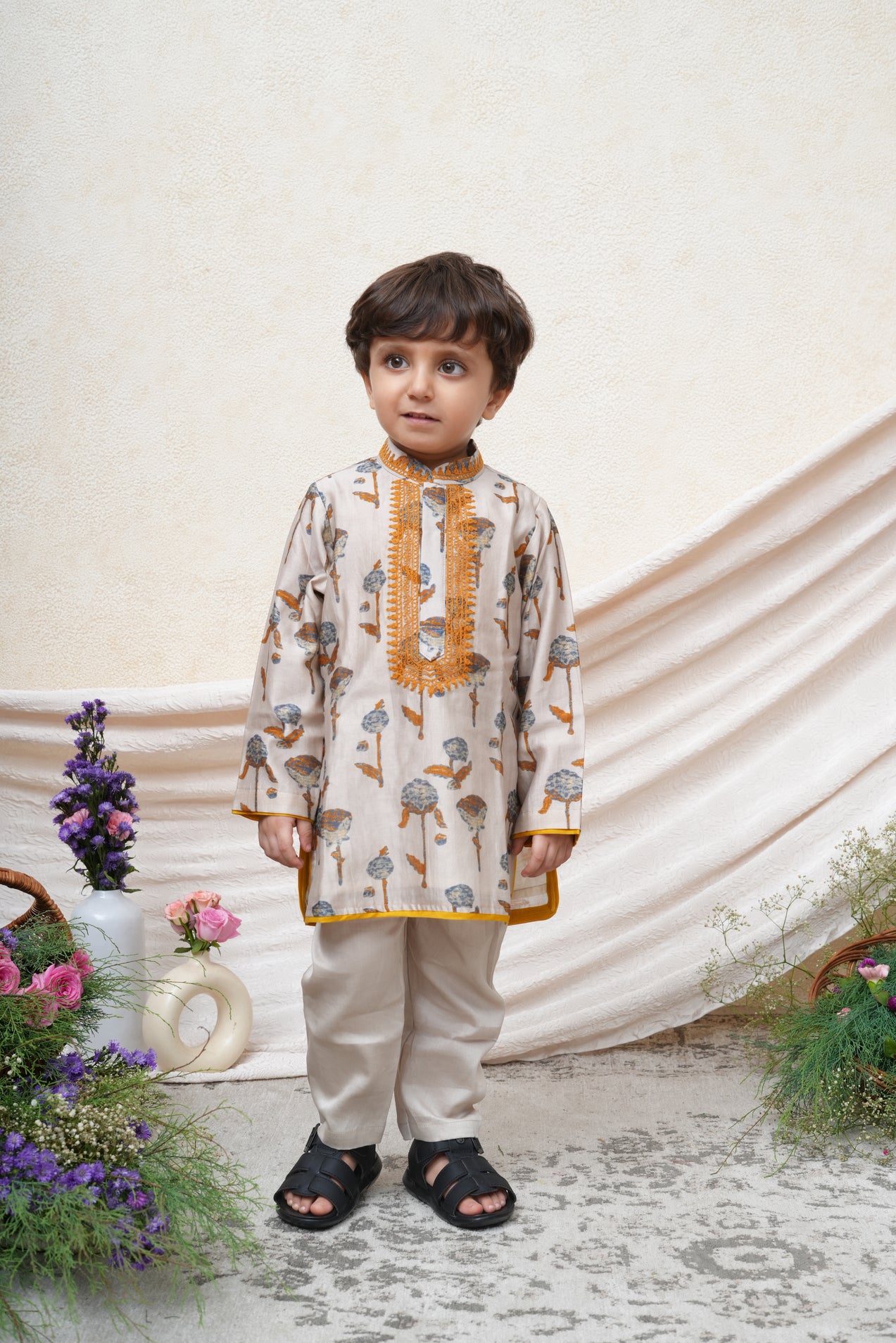 Floral Printed Chanderi Kurta and Pant