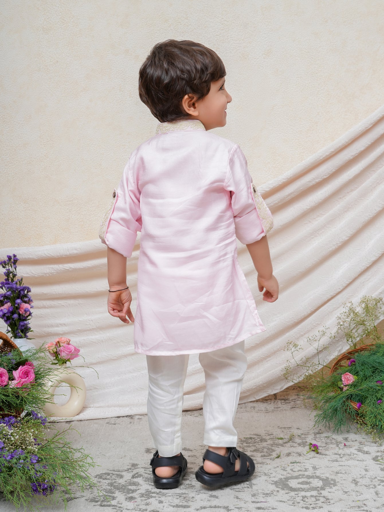 Cord Thread Embroidered Candy Pink Kurta and Pant