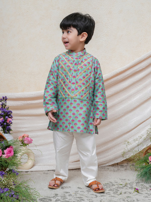 Mint Floral Kurta Set