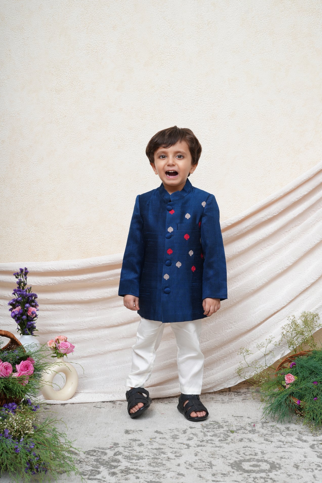 Blue Thread Work Sherwani Set