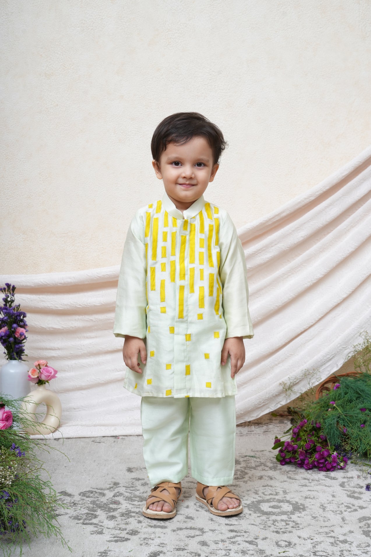 Mint And Lime Green Applique Kurta and Pant