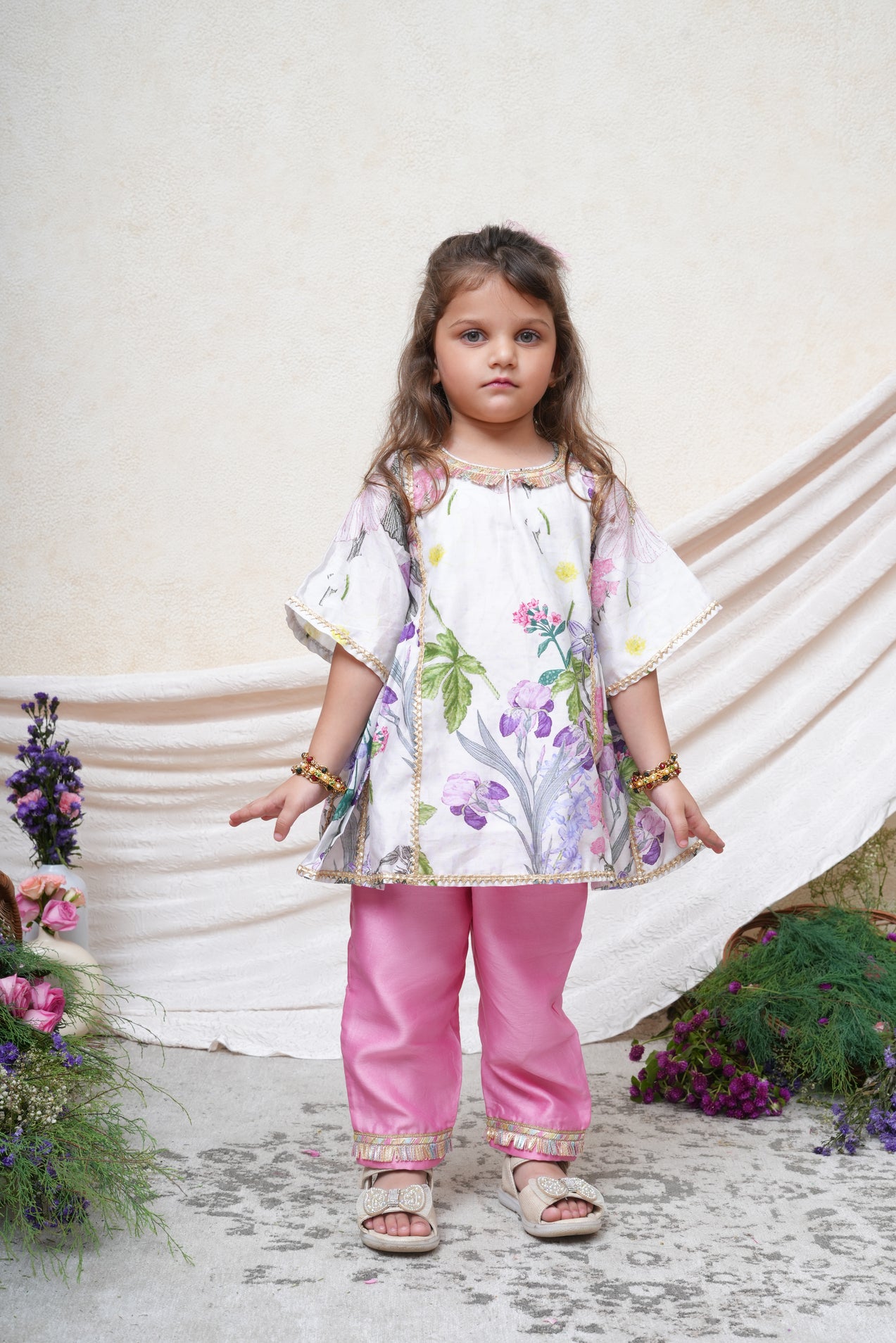 Off White Floral Printed Kurta and Pant
