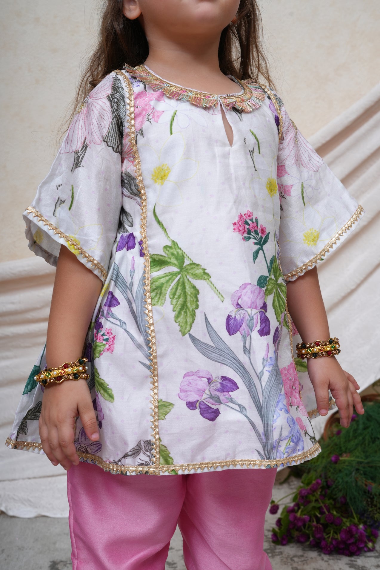 Off White Floral Printed Kurta and Pant