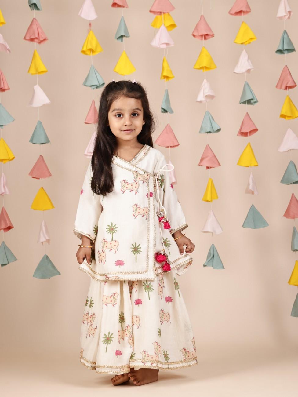 Angarkha Style Printed Ethnic Kurti And Palazzo