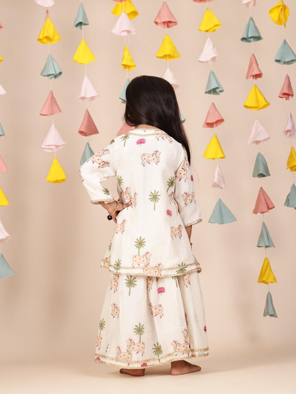 Angarkha Style Printed Ethnic Kurti And Palazzo