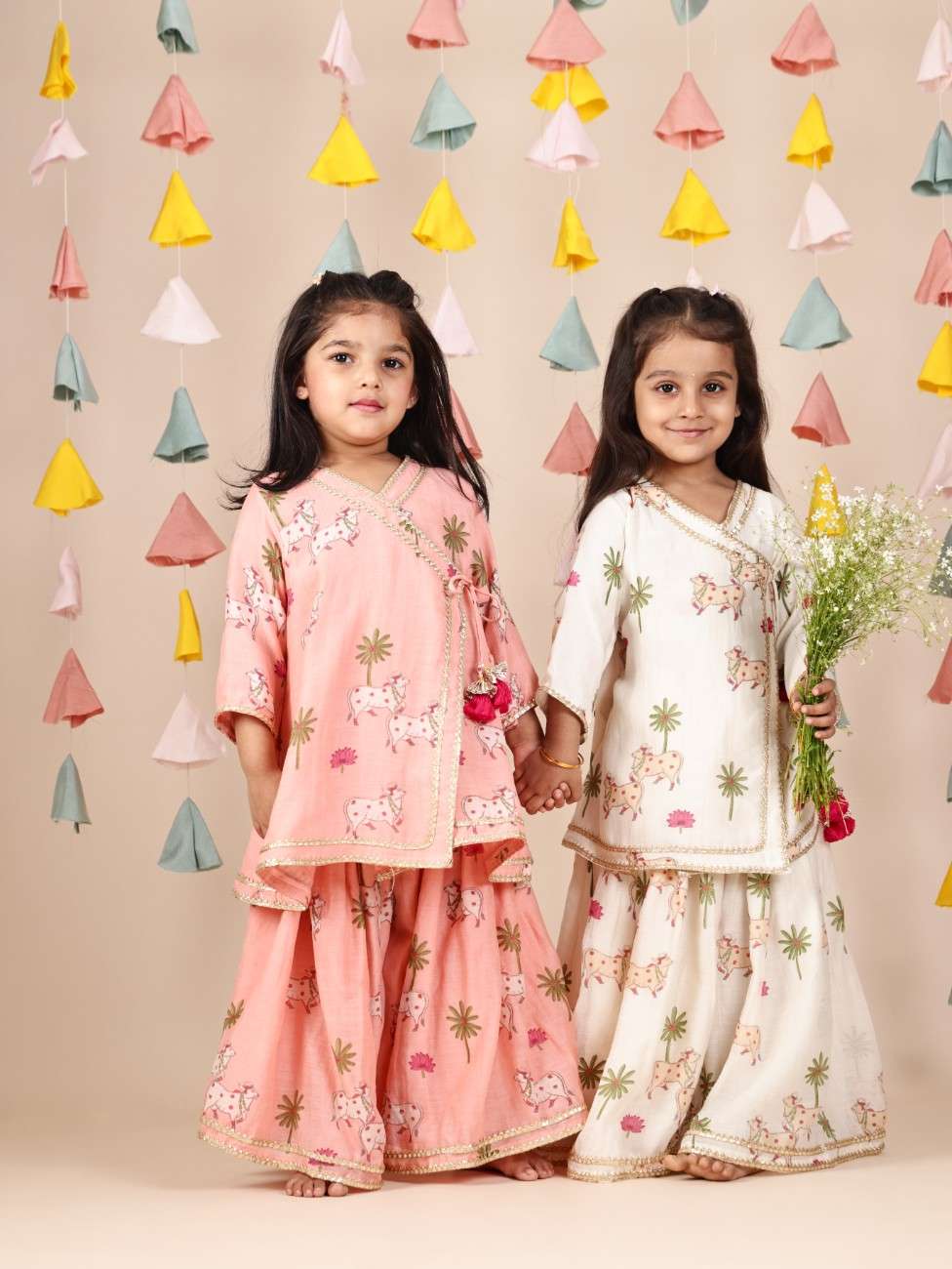 Angarkha Style Printed Ethnic Kurti And Palazzo