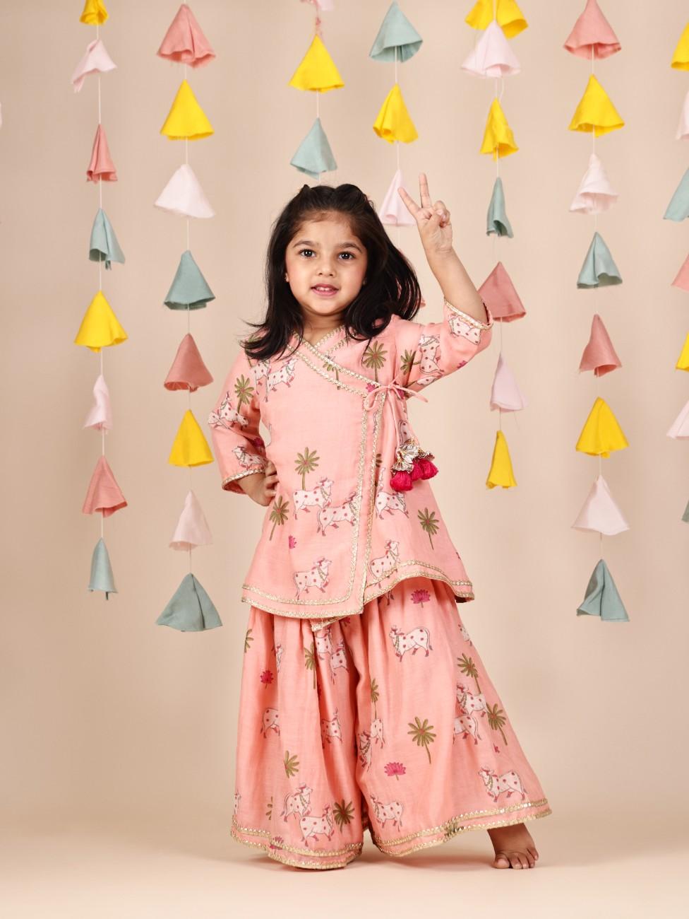 Angarkha Style Printed Ethnic Kurti And Palazzo