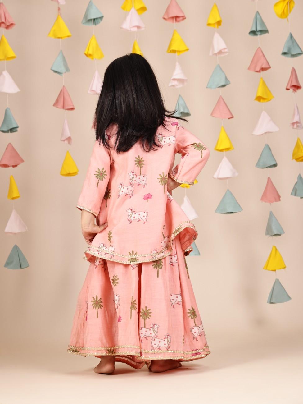 Angarkha Style Printed Ethnic Kurti And Palazzo