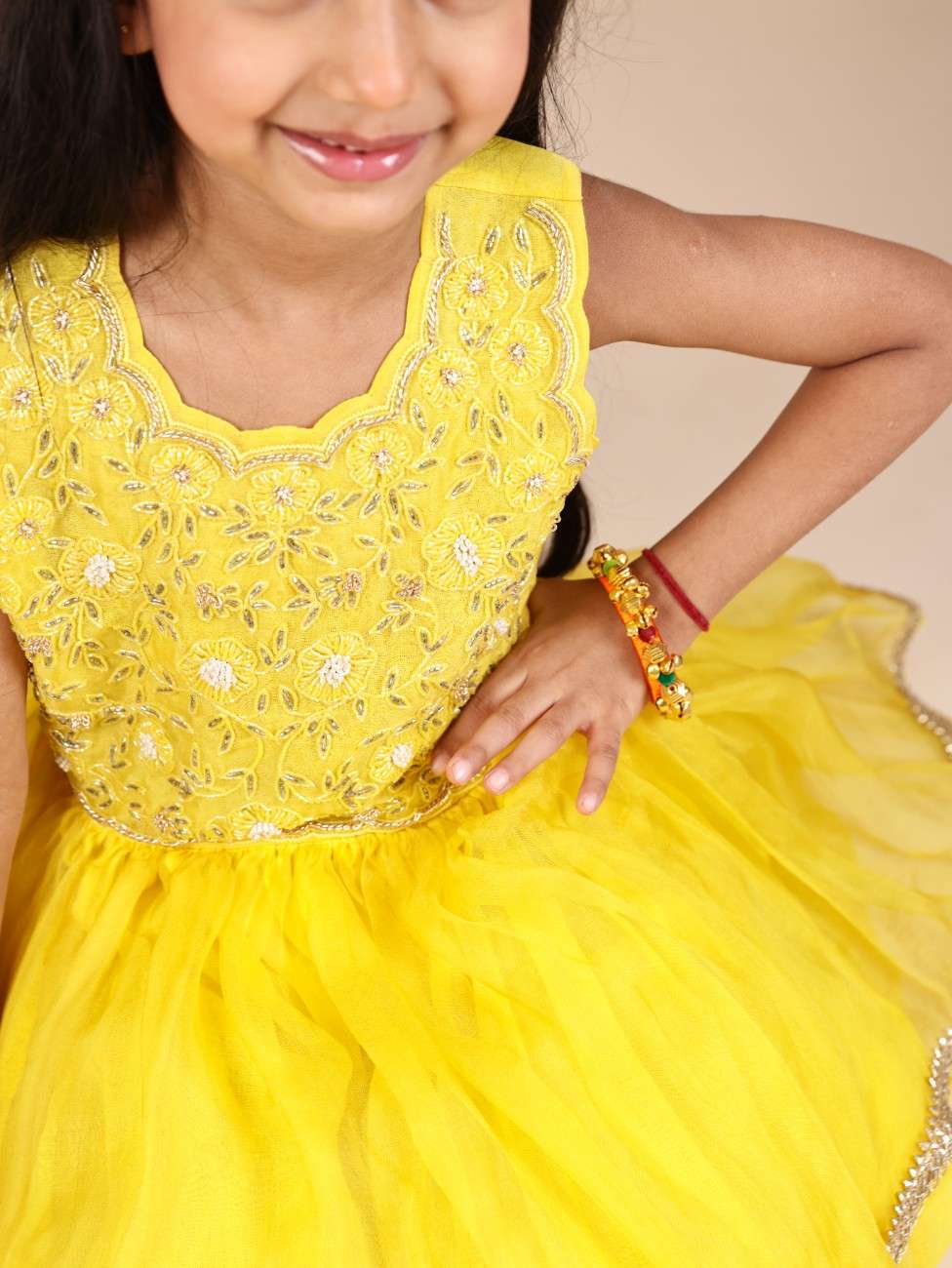 Sunshine Yellow Heavy Embroidered Peplum and Sharara
