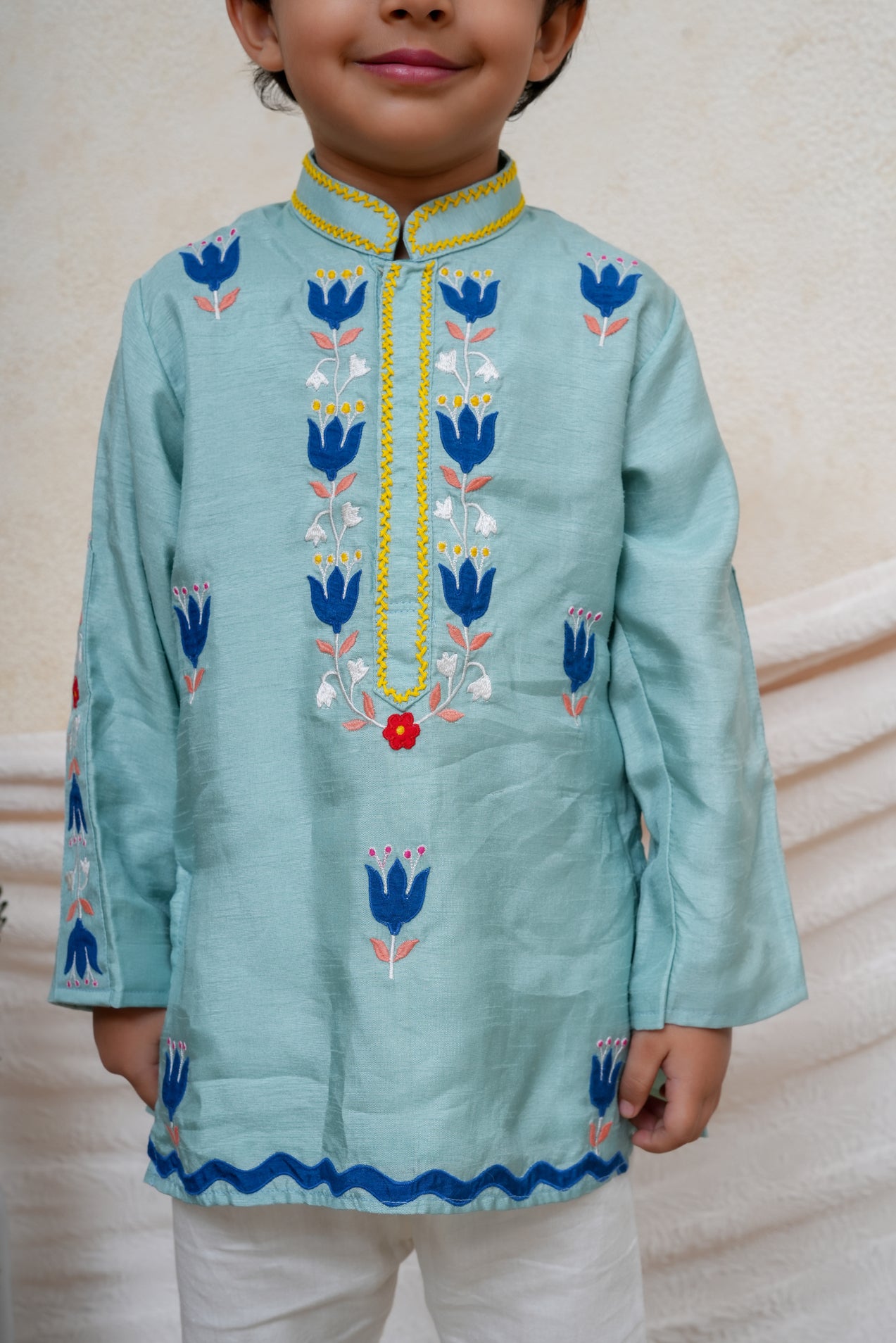 Thread Embroidered Mint Kurta and Pant