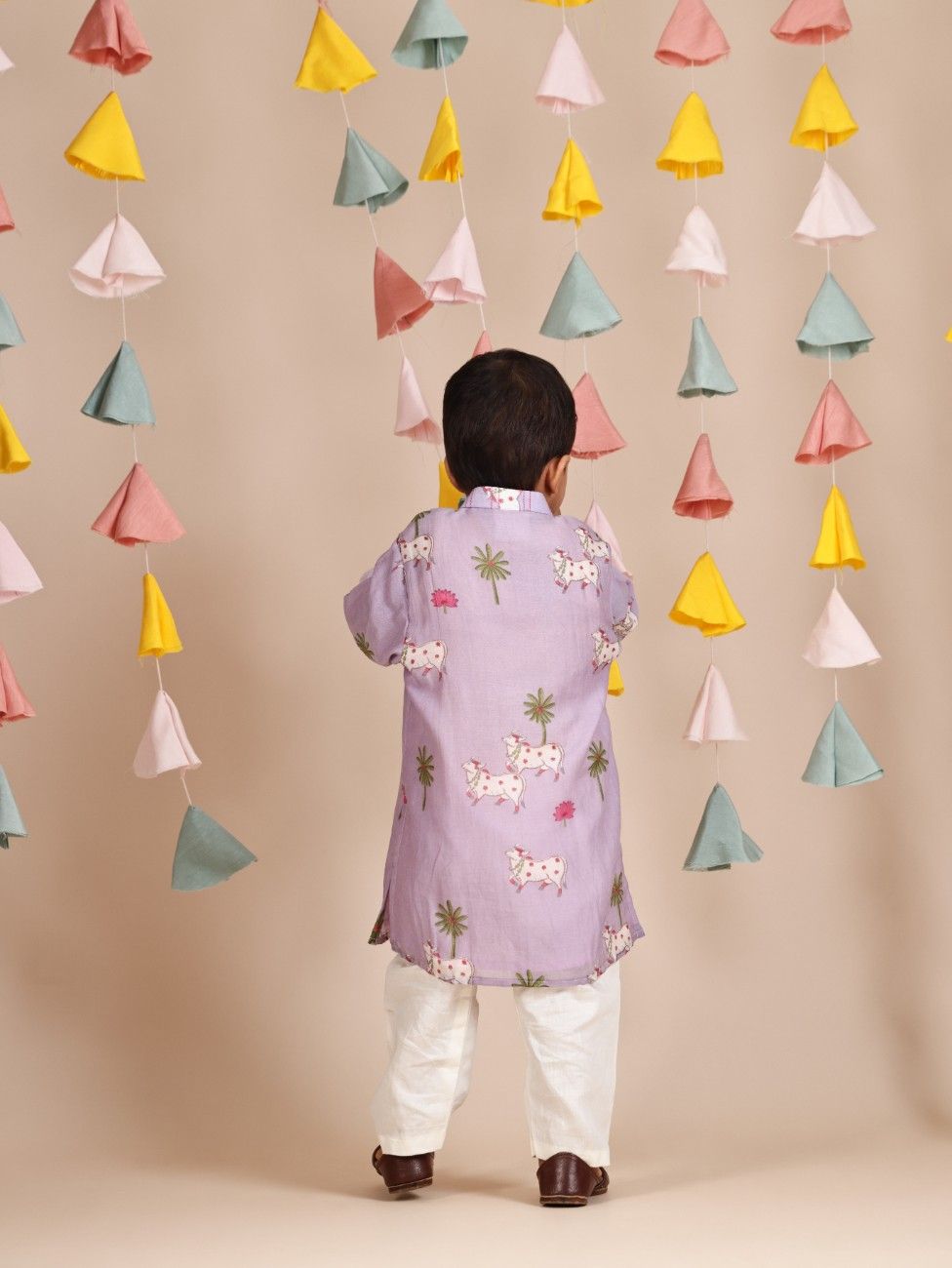 Lavender Cow Printed Kurta and Pant