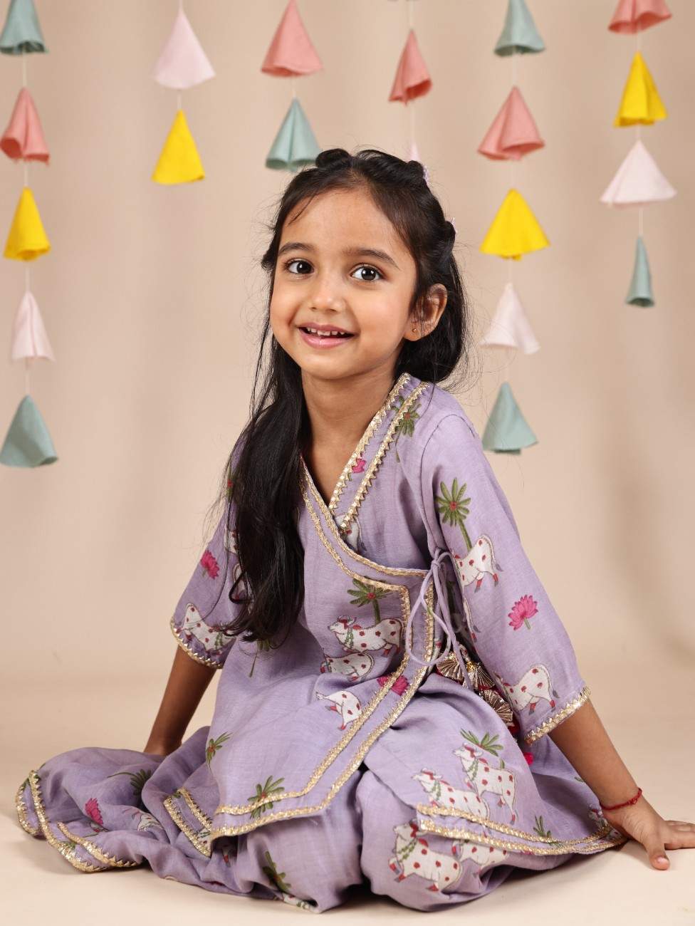 Angarkha Style Kurti Palazzo (Lavender) - RTS