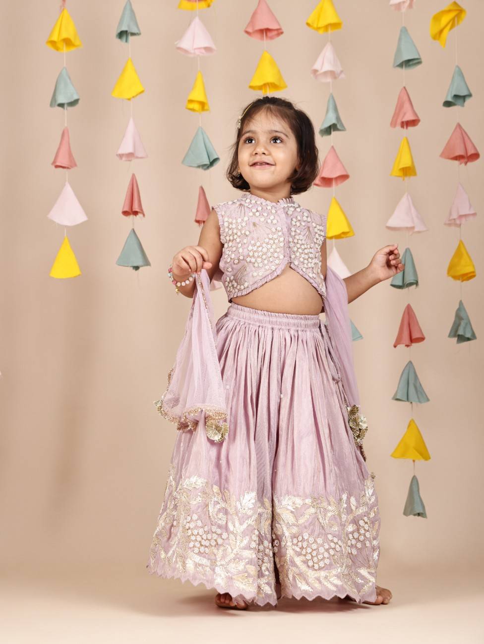 Pearl Embellished Lavender Ghaghra and Blouse