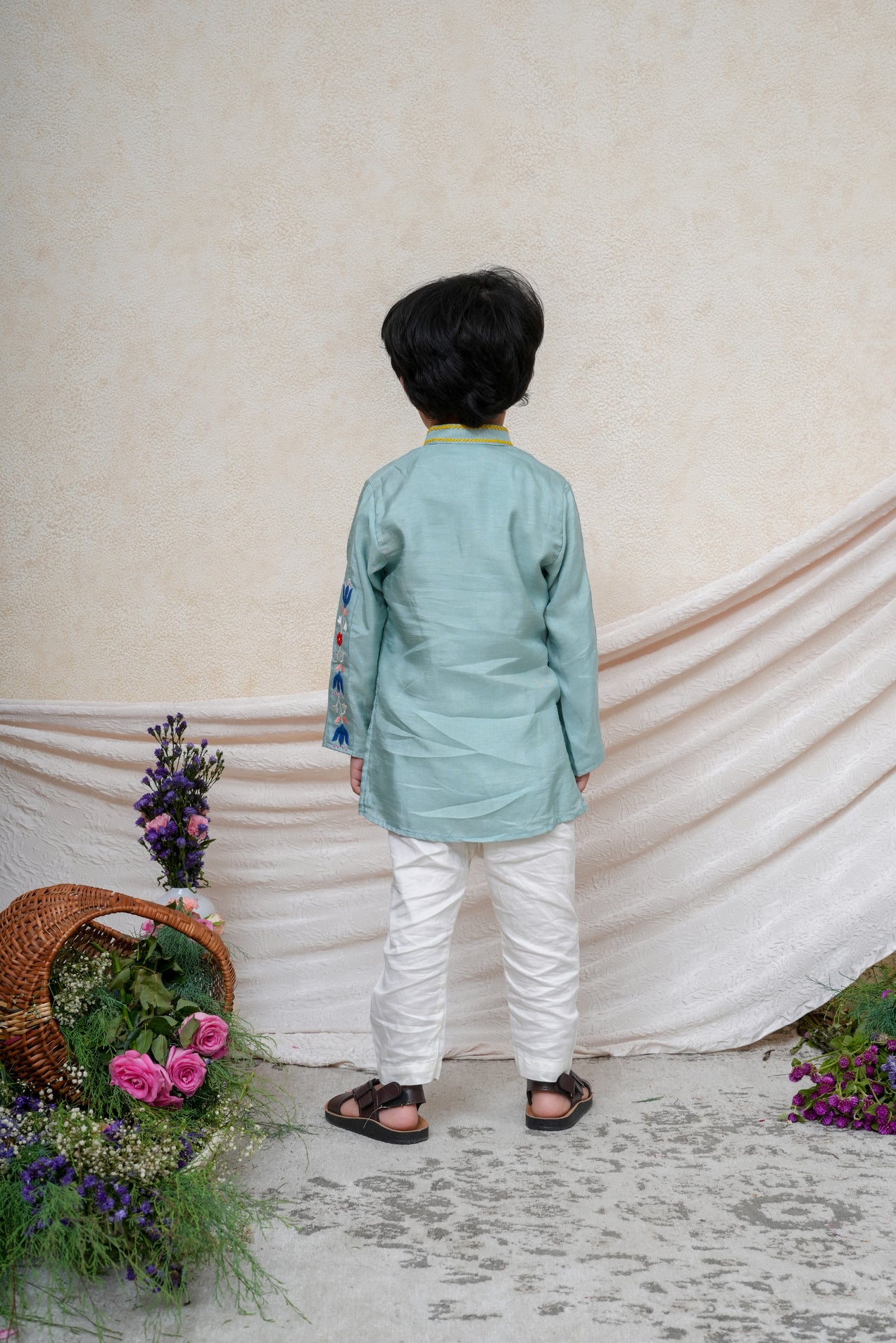 Thread Embroidered Mint Kurta and Pant