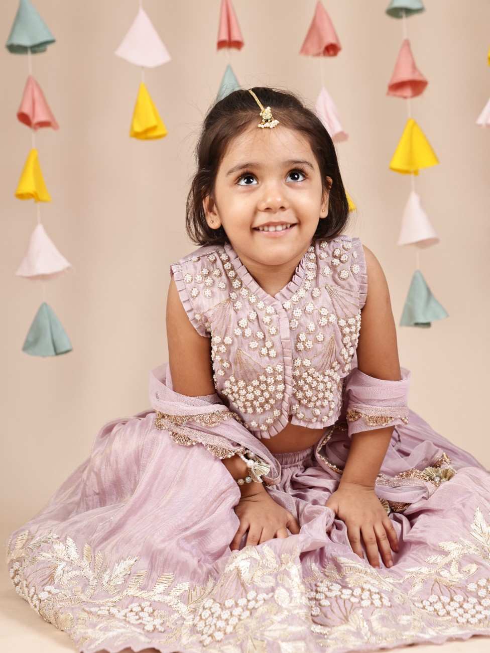 Pearl Embellished Lavender Ghaghra and Blouse