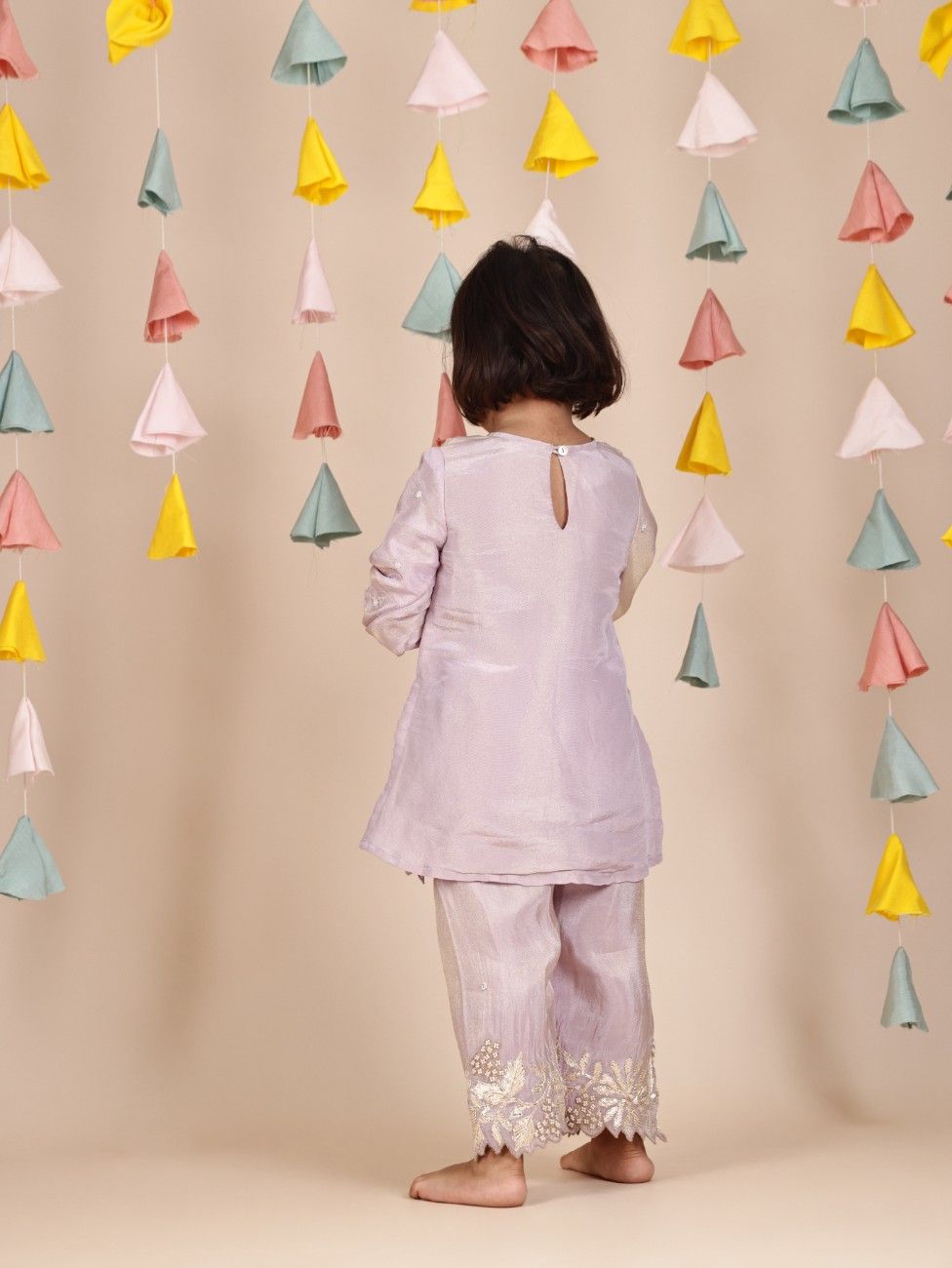 Gota and Pearl Embroidered Lavender Kurta and pant