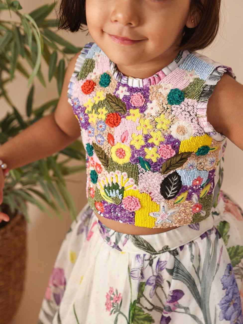 Multicolour Embroidered Ghaghra set