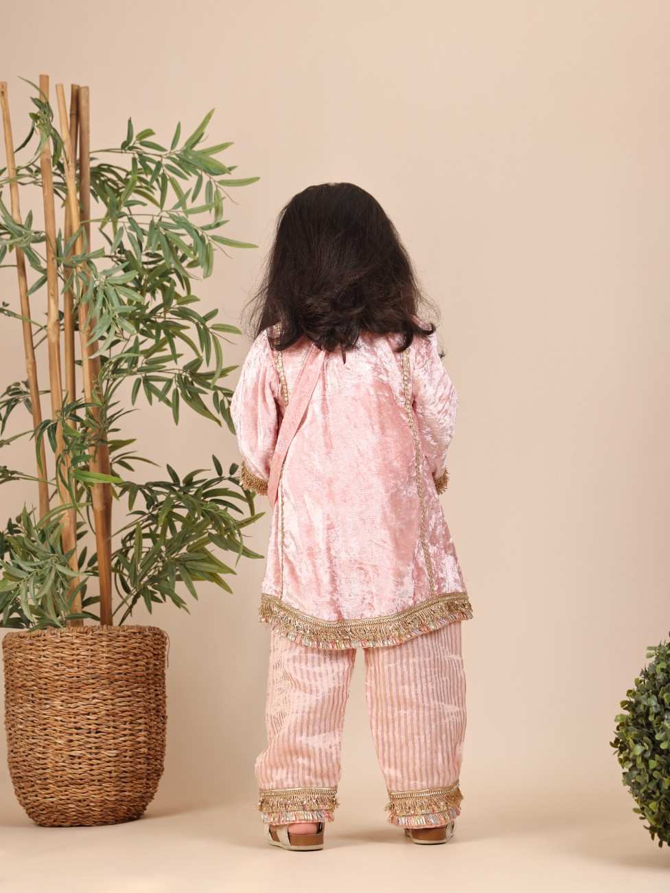 Dust Pink Velvet Kurta and Pant
