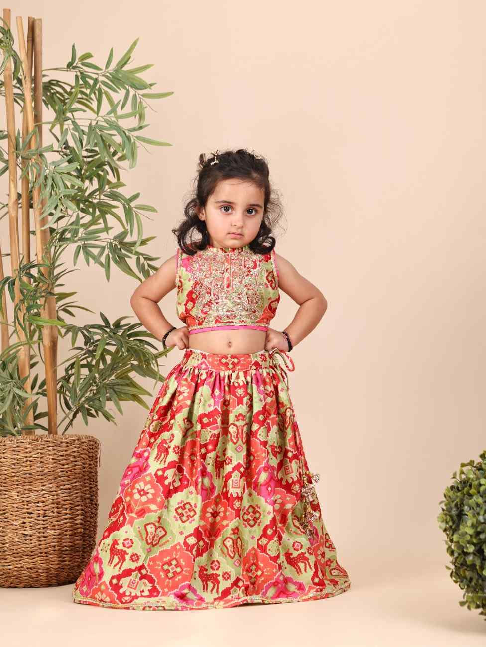 Green New Patola Ghagara and Blouse