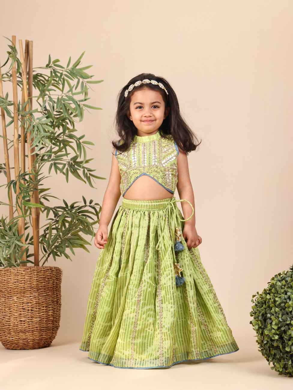 Gota Zari Embroidered Top and Ghagara