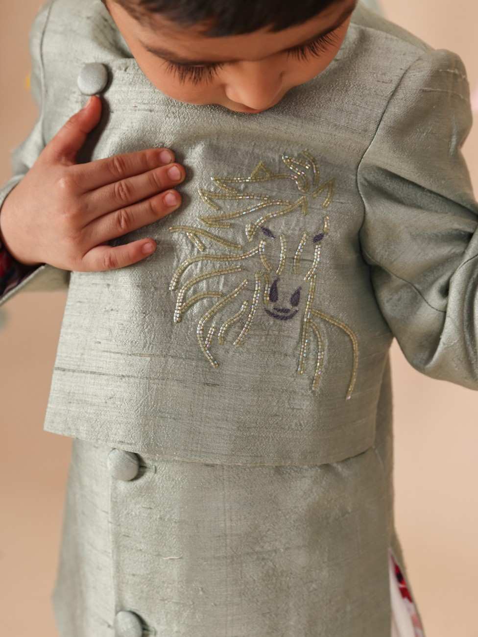 Mint Cut Dana Horse Emboidered Sherwani Set