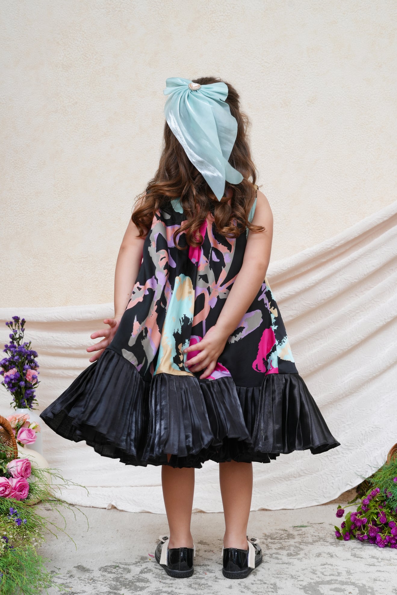 Floral Printed Black Dress