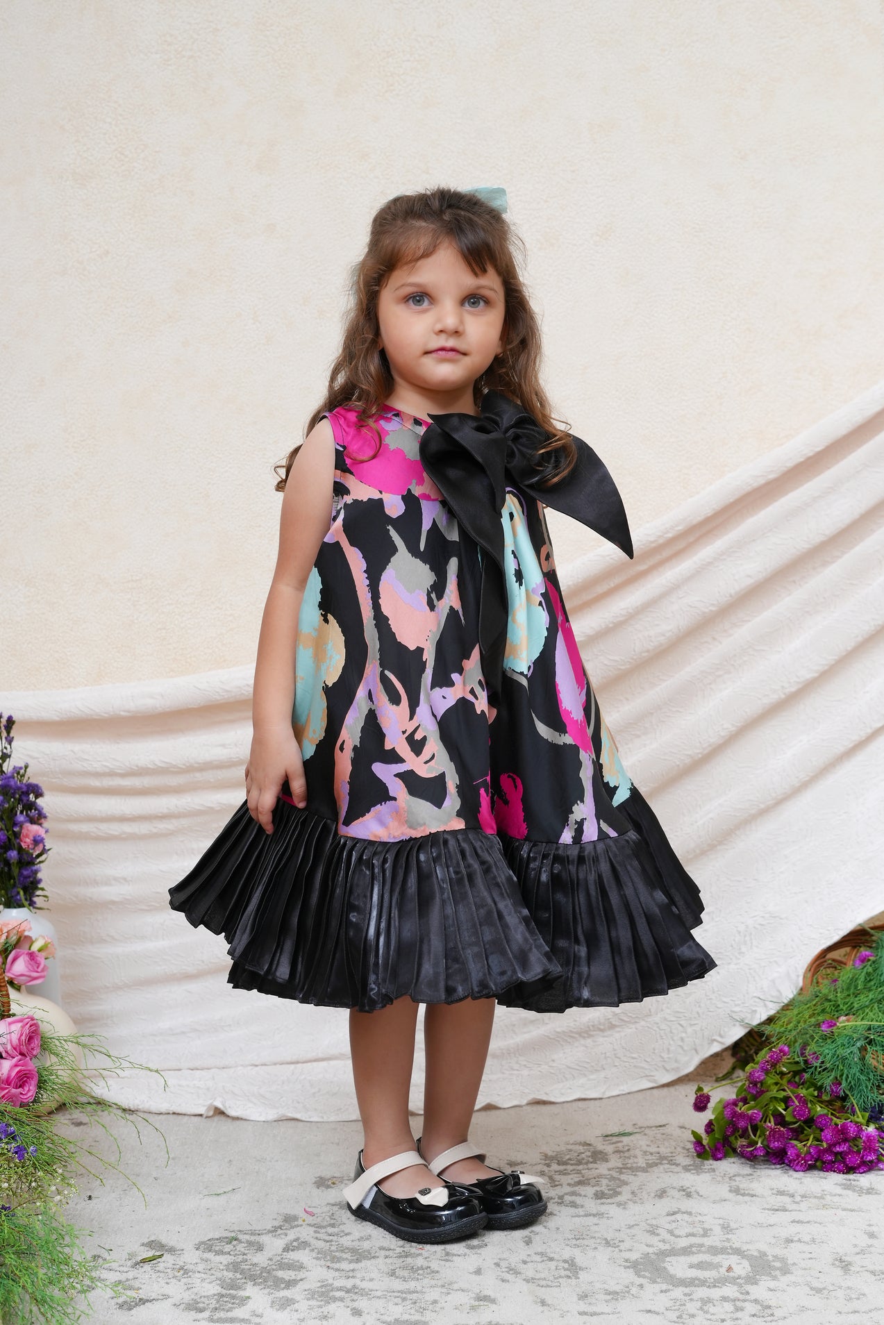 Floral Printed Black Dress