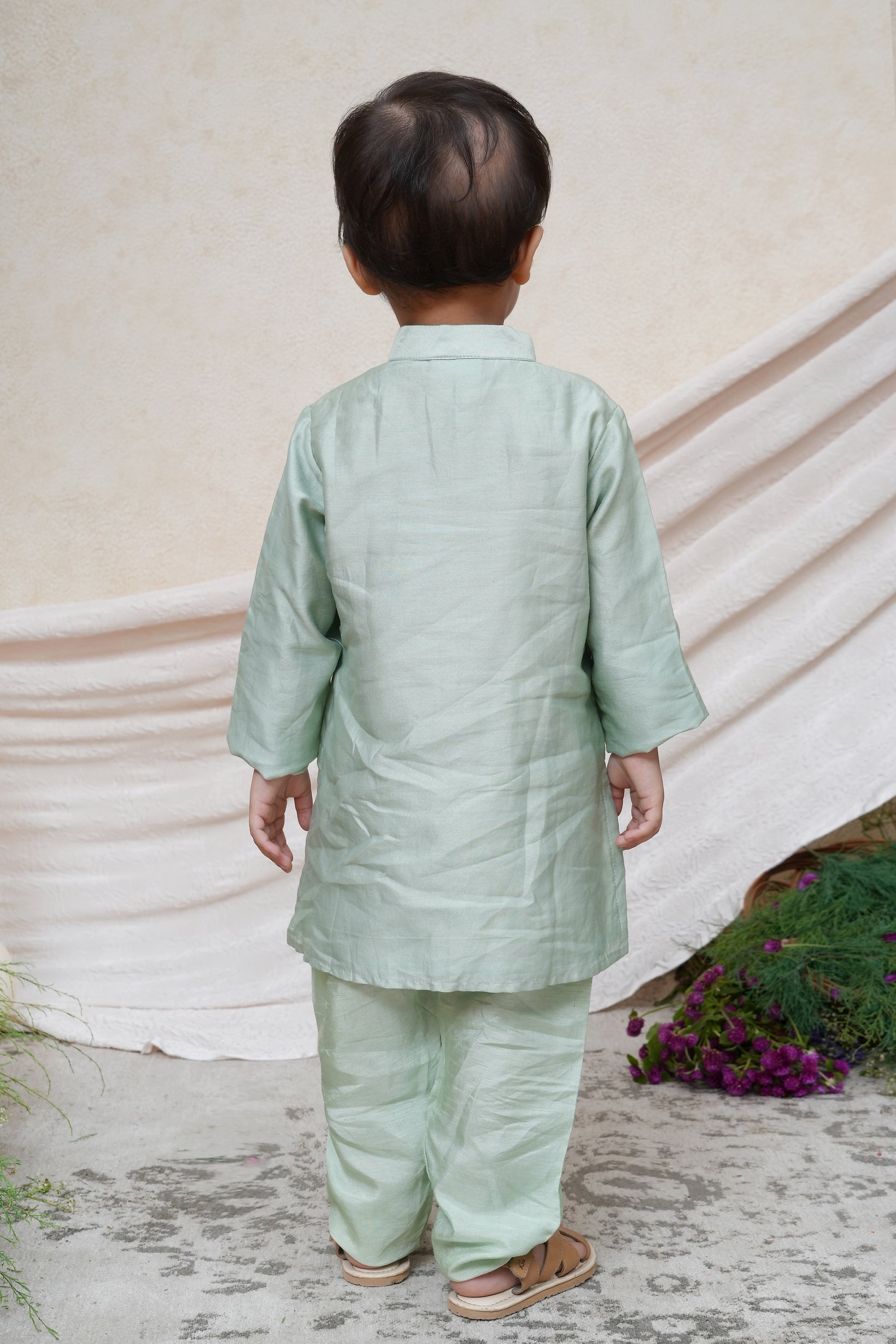 Mint Gota Lotus Embroidered Kurta and Pant