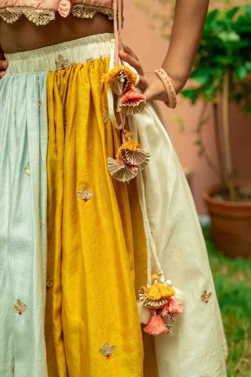 Peach Kali Gota Ghaghra