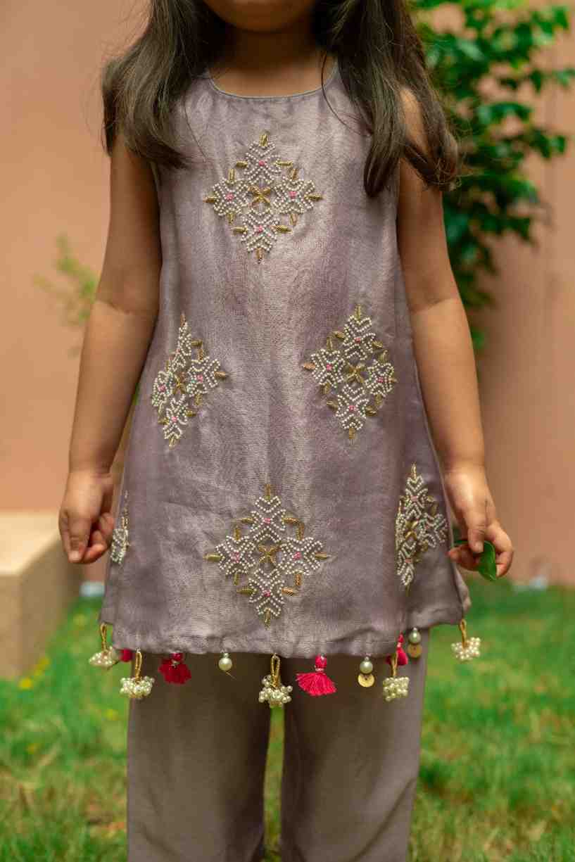 Lavender Tissue Kurta Set